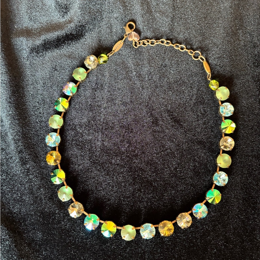 Sabika Manhattan Austrian Crystal Gold and Green Necklace